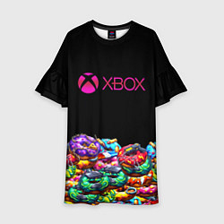 Платье клеш для девочки Xbox пончики, цвет: 3D-принт