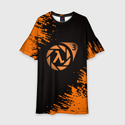 Платье клеш для девочки Half life 3 краски оранжевые, цвет: 3D-принт