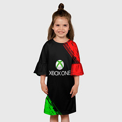 Платье клеш для девочки Xbox краски текстура лого, цвет: 3D-принт — фото 2