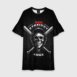 Платье клеш для девочки Straight edge череп с битами, цвет: 3D-принт