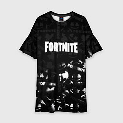 Платье клеш для девочки Fortnite pattern black, цвет: 3D-принт