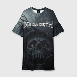 Платье клеш для девочки Megadeth череп под деревом, цвет: 3D-принт
