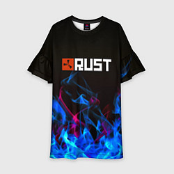 Платье клеш для девочки Rust neon flame, цвет: 3D-принт