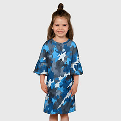 Платье клеш для девочки Синий армейский камуфляж, цвет: 3D-принт — фото 2