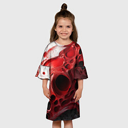 Платье клеш для девочки Красно-белая абстрактная структура, цвет: 3D-принт — фото 2
