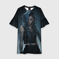 Платье клеш для девочки Джинкс в реалистичном стиле, цвет: 3D-принт