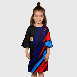 Платье клеш для девочки Российский герб - Темные цвета, цвет: 3D-принт — фото 2