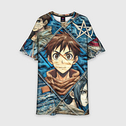 Платье клеш для девочки Аниме на пэчворк, цвет: 3D-принт