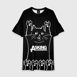 Платье клеш для девочки Asking Alexandria - кот рок, цвет: 3D-принт