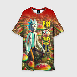 Детское платье Рик и Морти заблудились в мухоморном поле