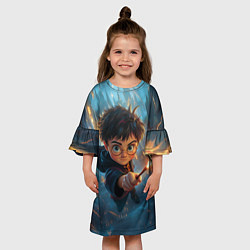 Платье клеш для девочки Гарри Поттер в полетеле, цвет: 3D-принт — фото 2