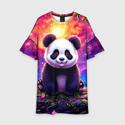Платье клеш для девочки Панда и космическое небо, цвет: 3D-принт