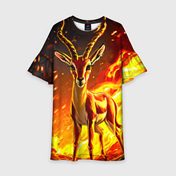 Платье клеш для девочки Газель в огне, цвет: 3D-принт