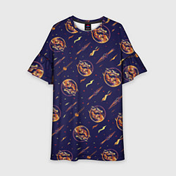 Платье клеш для девочки Mortal Kombat logo pattern, цвет: 3D-принт