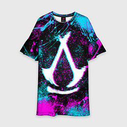Платье клеш для девочки Assassins creed shadows - neon color, цвет: 3D-принт