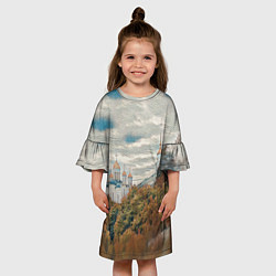 Платье клеш для девочки Храм на горе, цвет: 3D-принт — фото 2