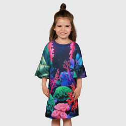 Платье клеш для девочки Подводный мир с кораллами, цвет: 3D-принт — фото 2