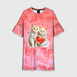 Платье клеш для девочки Котята и сердечки, цвет: 3D-принт