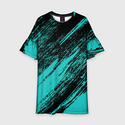 Платье клеш для девочки The color is black and light blue, цвет: 3D-принт