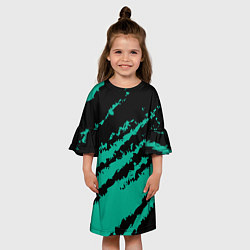 Платье клеш для девочки The color is black and turquoise, цвет: 3D-принт — фото 2