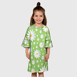 Платье клеш для девочки Ромашки бумажные, цвет: 3D-принт — фото 2