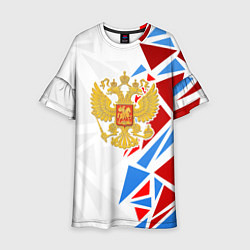 Платье клеш для девочки Герб России - фрагментация цветов, цвет: 3D-принт