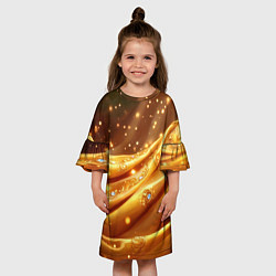 Платье клеш для девочки Золотая ткань с блестками, цвет: 3D-принт — фото 2