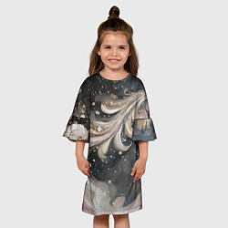 Платье клеш для девочки Бежевый объемный узор, цвет: 3D-принт — фото 2