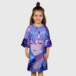 Платье клеш для девочки Влюбленный в музыку, цвет: 3D-принт — фото 2