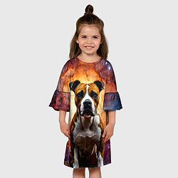 Платье клеш для девочки Американский стаффордширский терьер в космосе, цвет: 3D-принт — фото 2