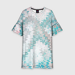 Платье клеш для девочки Серо-бирюзовый абстрактный, цвет: 3D-принт