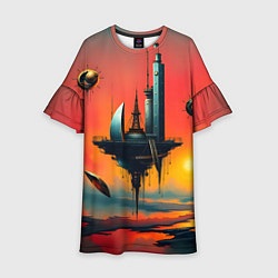 Платье клеш для девочки Абстракция в стиле сюрреализма, цвет: 3D-принт