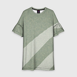 Платье клеш для девочки Светлый серо-зелёный абстрактный, цвет: 3D-принт