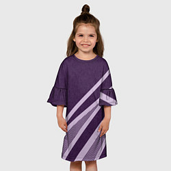Платье клеш для девочки Фиолетовый абстрактный с полосой, цвет: 3D-принт — фото 2