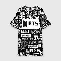Платье клеш для девочки Bangtan Boys pattern black, цвет: 3D-принт
