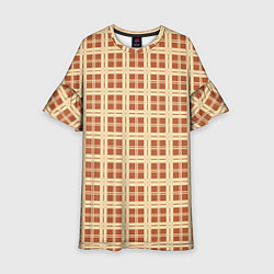 Платье клеш для девочки Светлый коричневый простая клетка, цвет: 3D-принт