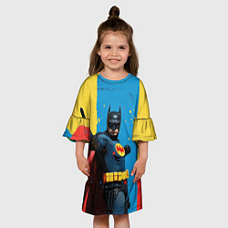 Платье клеш для девочки Бэтмен предупреждает, цвет: 3D-принт — фото 2