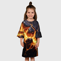 Платье клеш для девочки Золотая лава текстура, цвет: 3D-принт — фото 2