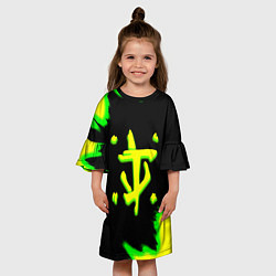 Платье клеш для девочки Doom огненное лого краски, цвет: 3D-принт — фото 2