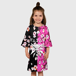 Платье клеш для девочки Ведьмак паттерн сакура, цвет: 3D-принт — фото 2