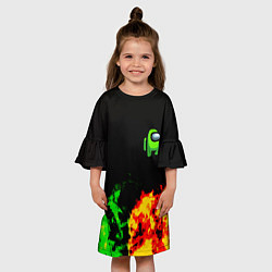 Платье клеш для девочки Амонг ас огненная текстура, цвет: 3D-принт — фото 2