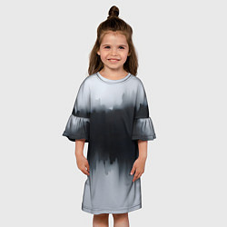 Платье клеш для девочки Разводы черной краски, цвет: 3D-принт — фото 2