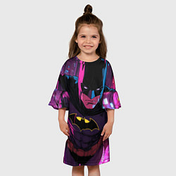 Платье клеш для девочки Бэтмен в фиолетовом свете, цвет: 3D-принт — фото 2