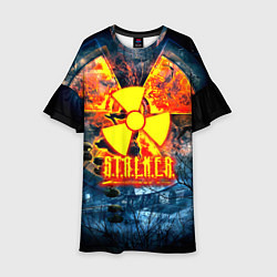 Платье клеш для девочки Stalker огненное лого чернобыль, цвет: 3D-принт