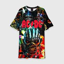 Платье клеш для девочки ACDC рок монстры, цвет: 3D-принт