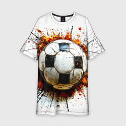 Платье клеш для девочки Футбольный мяч на белом, цвет: 3D-принт