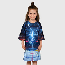 Платье клеш для девочки Удар молнии в хоккейную площадку, цвет: 3D-принт — фото 2