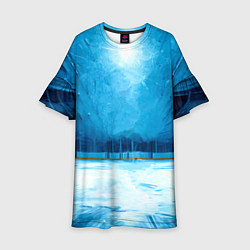 Платье клеш для девочки Хоккейная площадка, цвет: 3D-принт