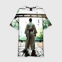 Платье клеш для девочки Боец айкидо в Японии, цвет: 3D-принт