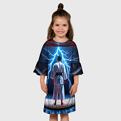Платье клеш для девочки Айкидоист и молния, цвет: 3D-принт — фото 2